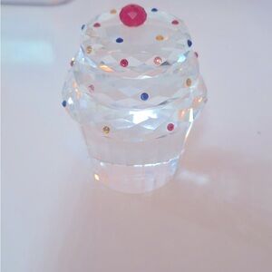 Crystal Cupcake Ornament with Multicolor Accents